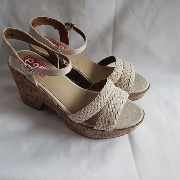 pop Shoes - POP from JC Penney Natural Platform Cork Heeled Sandals - Womens 10 M - NEW
